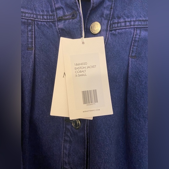 NWT Merlette Easton Denim Jacket Cobalt Blue Size XS - Picture 9 of 12